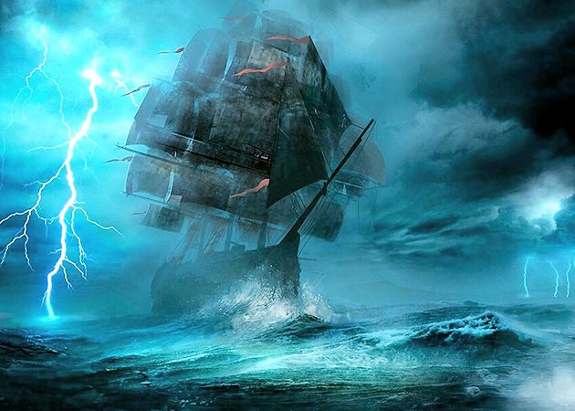 ship at storm